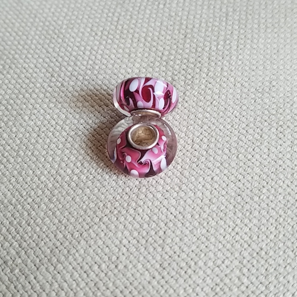 Pink and white spacer charms